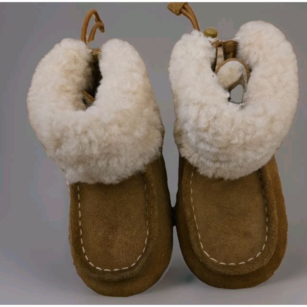 Ugg Cage Baby Boots Toddler Sz 4/5C‎ Brown Fur Lined Booties